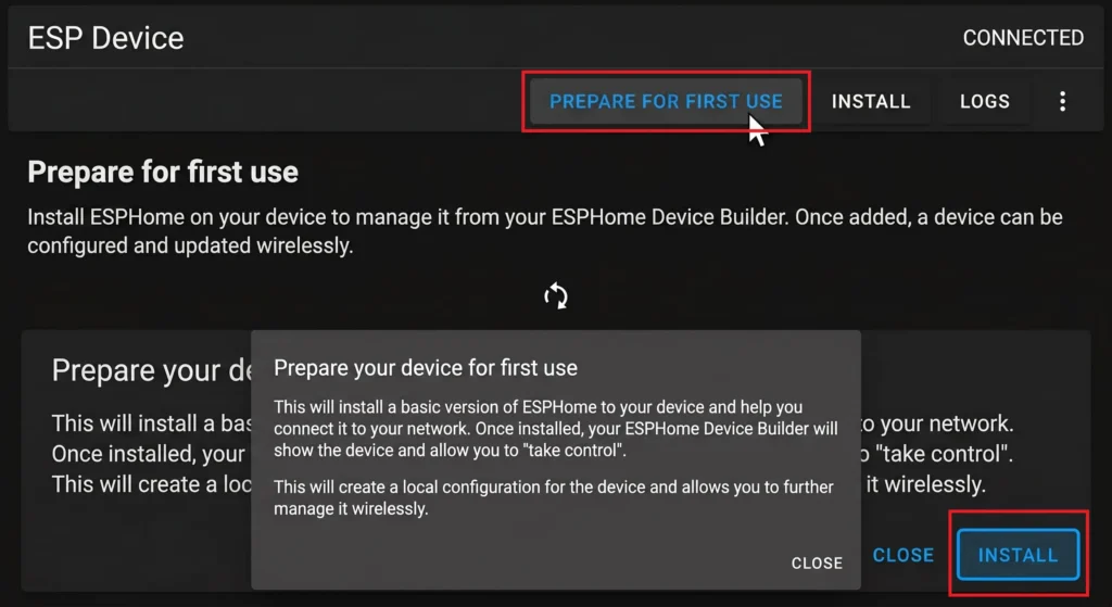 - Esp Prepare for first use