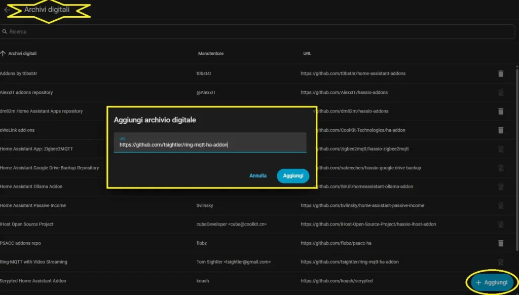- Aggiungi repo ring mqtt