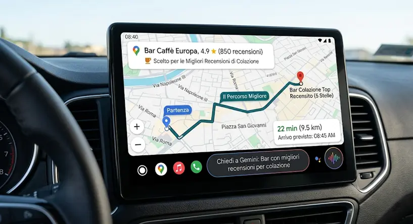 Gemini su Android Auto ricerca bar